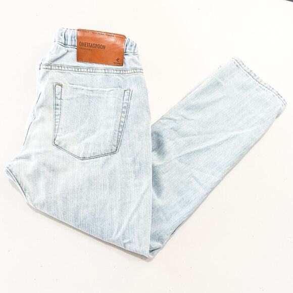 One Teaspoon Shabbies Carpenter Style Light Wash Drawstring Denim Jeans Size S - Picture 9 of 9